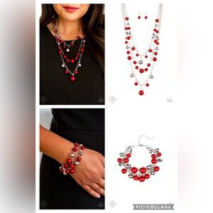 Bubbly Red Bauble Necklace/Earrings/Bracelet Set